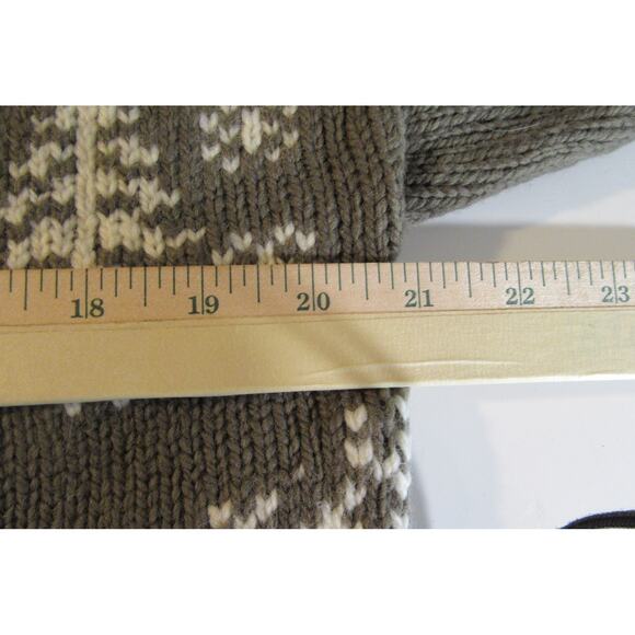 Nomadic Traders Christmas Deer Snow Trees Sweater 100% Wool Olive White Women L - Picture 6 of 7